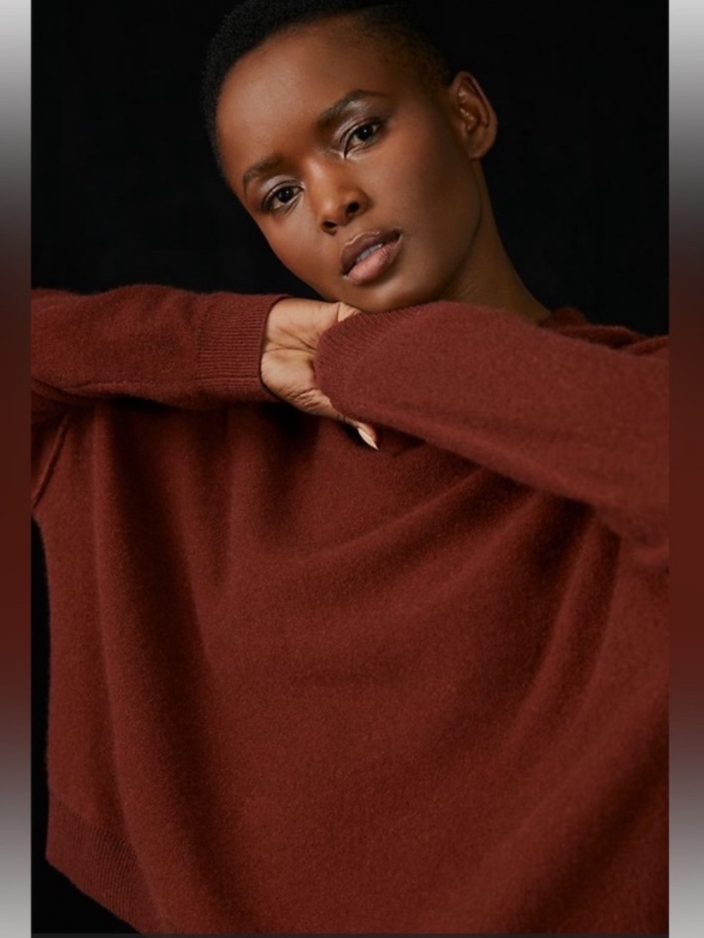 Anthropologie Pilcro Alani 100% Cashmere Mock Neck Cropped Sweater